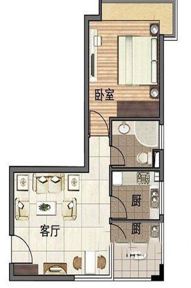 海南海口海航国际广场 1室1卫1厨 建筑面积：68㎡
