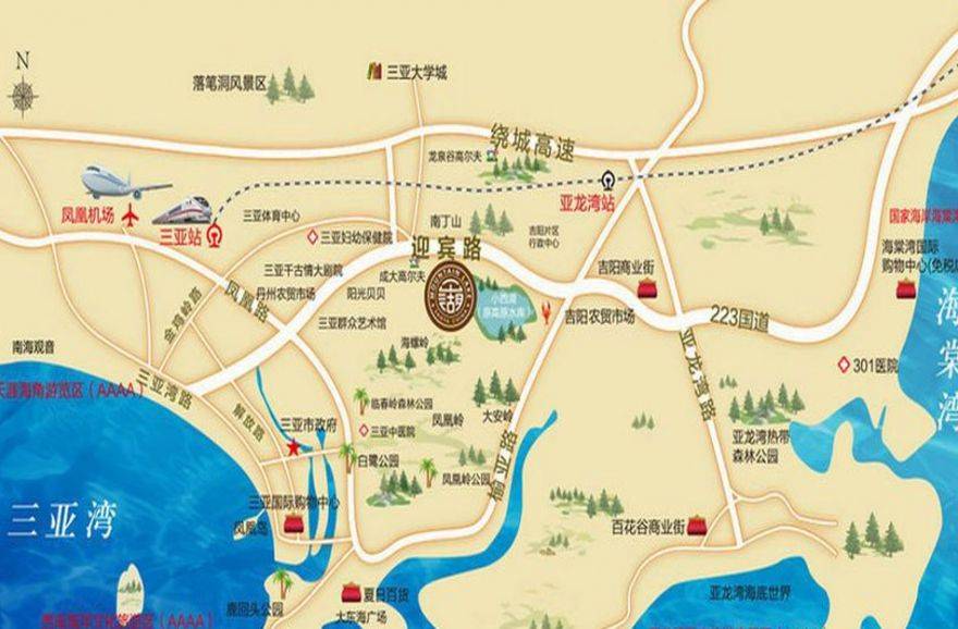 三亚一山湖交通图