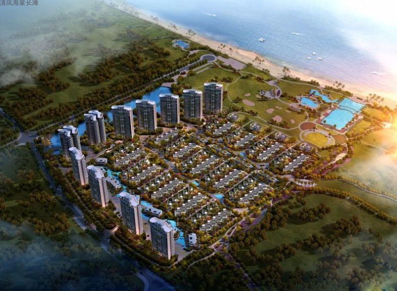 海南三亚清凤海棠长滩鸟瞰图