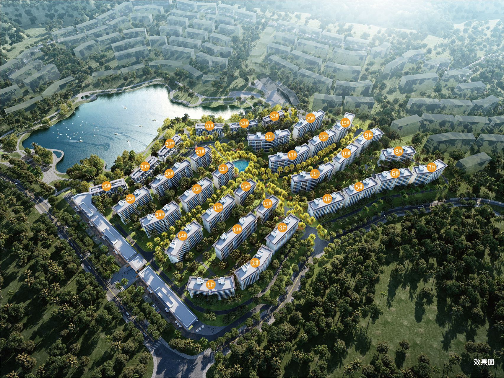 华润石梅湾六期湖景洋房鸟瞰图