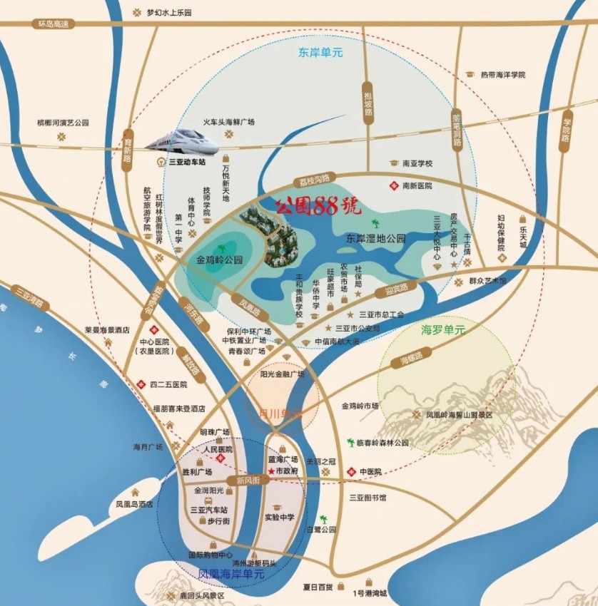 三亚公园88号70年精美住宅，在售建面约105-154㎡(图2)